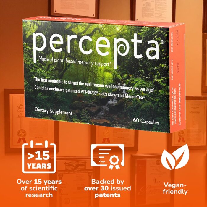 Percepta Plant-Based Memory Support - Natural Nootropic Brain Booster - Memory, Focus, Concentration - 30 Day Supply - Image 4
