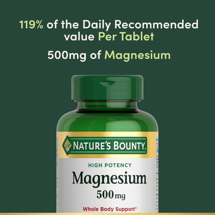 Nature's Bounty Magnesium Supplements - Magnesium 500 Mg Tablets for Bone & Muscle Health, 200 Count (Pack of 1) - Image 4