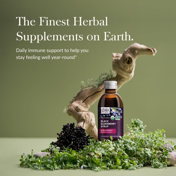 Gaia Herbs Black Elderberry(Sambucus Nigra) Syrup Extra Strength-Immune Support Supplement-Made with Organic Black Elderberries for Immune System-USDA Certified Organic Formula - Image 4