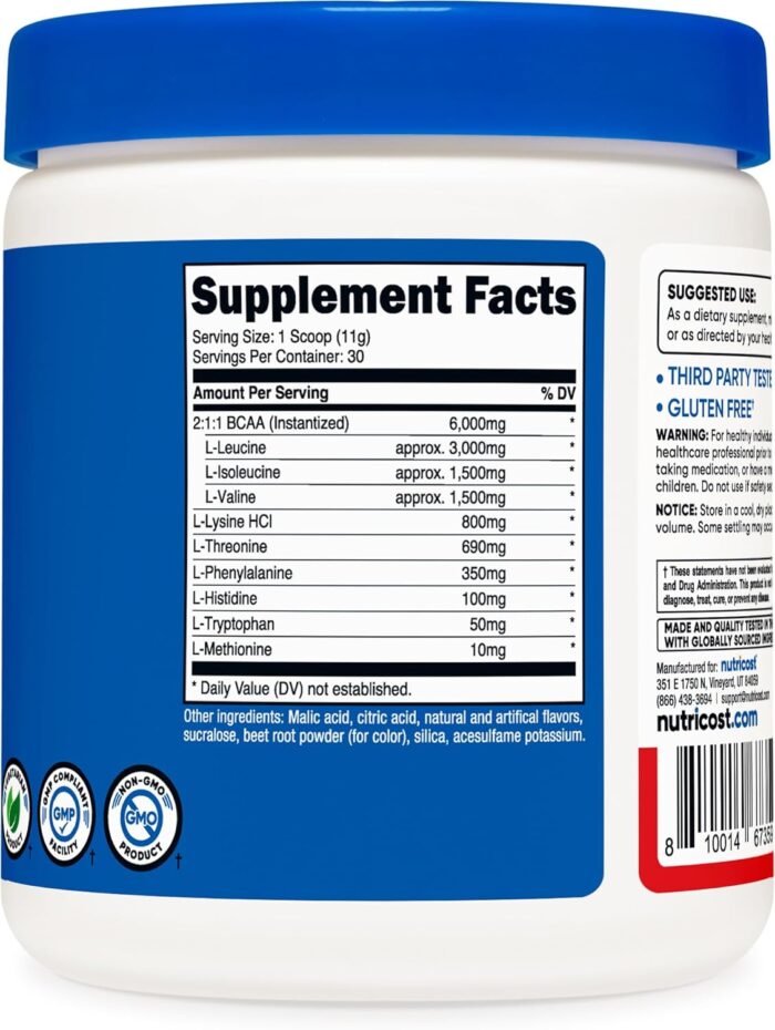 Nutricost EAA Powder 30 Servings (Fruit Punch) - Essential Amino Acids - Non-GMO, Gluten Free, Vegetarian Friendly - Image 6