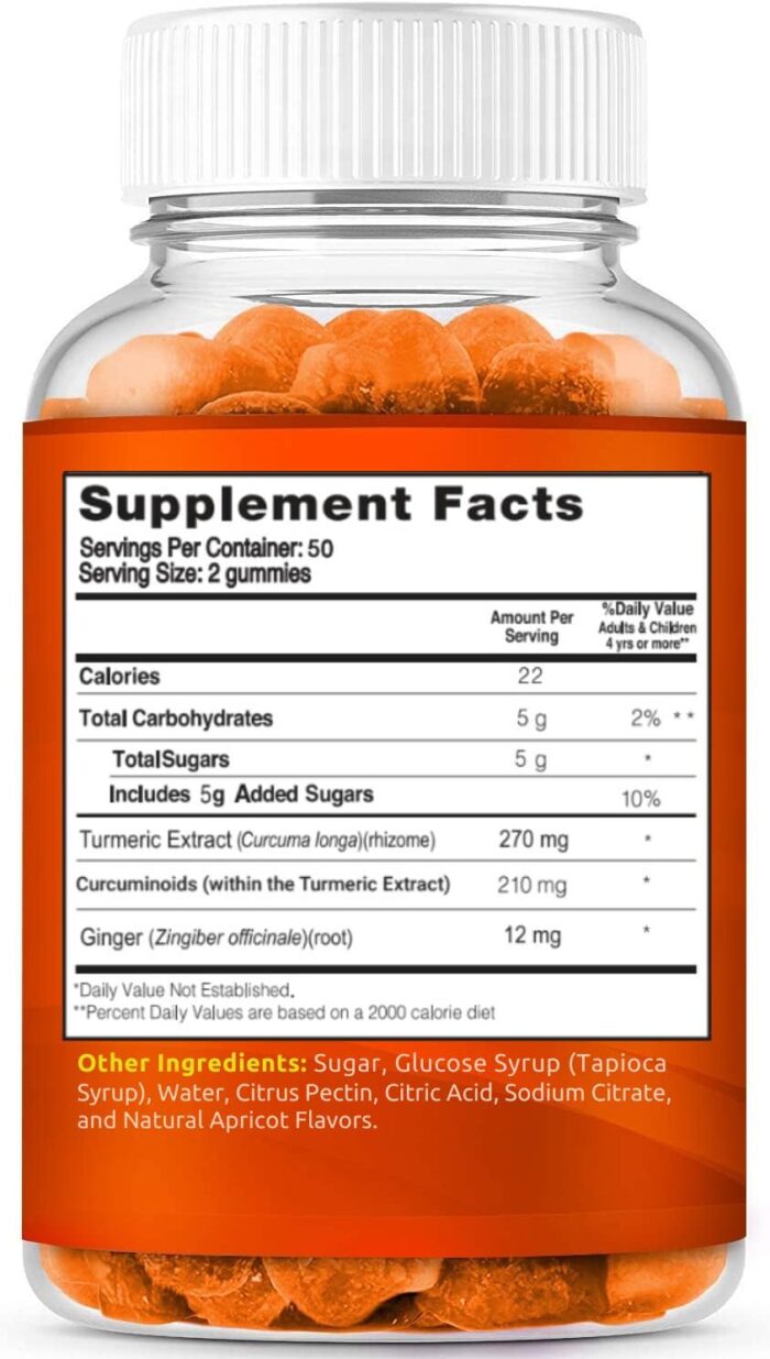 Turmeric Gummies for Adults and Kids | Max Strength Turmeric and Ginger Supplement | Vegan Organic Natural Turmeric Curcumin Gummies for Overall Health | Best Curcumin Supplement with Ginger - Image 3