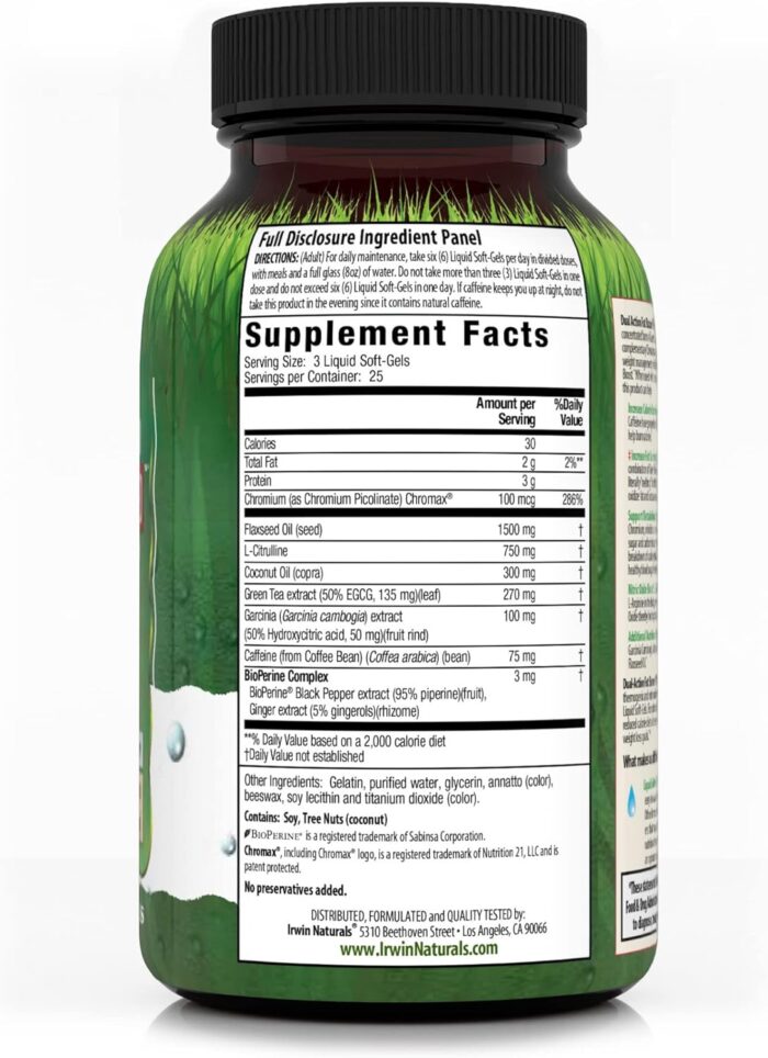 Irwin Naturals Dual-Action Fat Burner RED - 75 Liquid Soft-Gels - Powerful Thermogenic with Nitric Oxide Booster - 25 Total Servings - Image 3