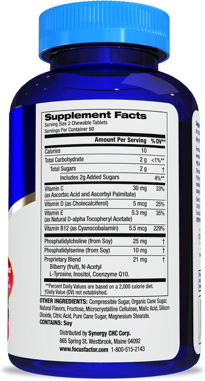 Focus Factor Kids Extra Strength Daily Chewable for Brain Health Support, 120 Count – Vitamins - Quality Formula – Gluten & Dairy Free Supplements for Children – No Artificial Sweetener - Image 3