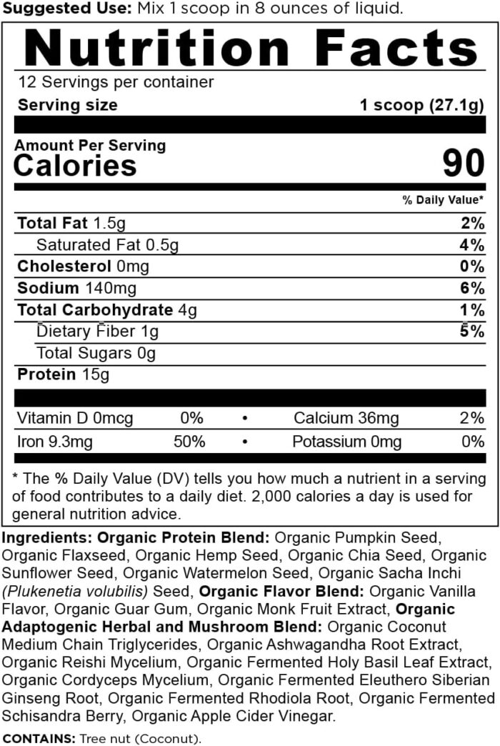 Ancient Nutrition Organic Plant Protein +, Vegan Plant Based Protein Powder, Vanilla, Formulated by Dr. Josh Axe, Dairy-Free, Gluten-Free, Non-GMO, No Sugar Added, Paleo Friendly Supplement 11.5 oz - Image 4