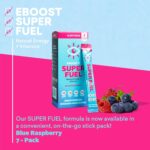 EBOOST Energy Drink Powder, Super Fuel - Blue Raspberry, 7 Packets - Pre-Workout Powder Energy Drink Mix - Natural Energy, L-Tyrosine, L-Theanine & Vitamins - Preworkout for Women & Men to Go - Image 3