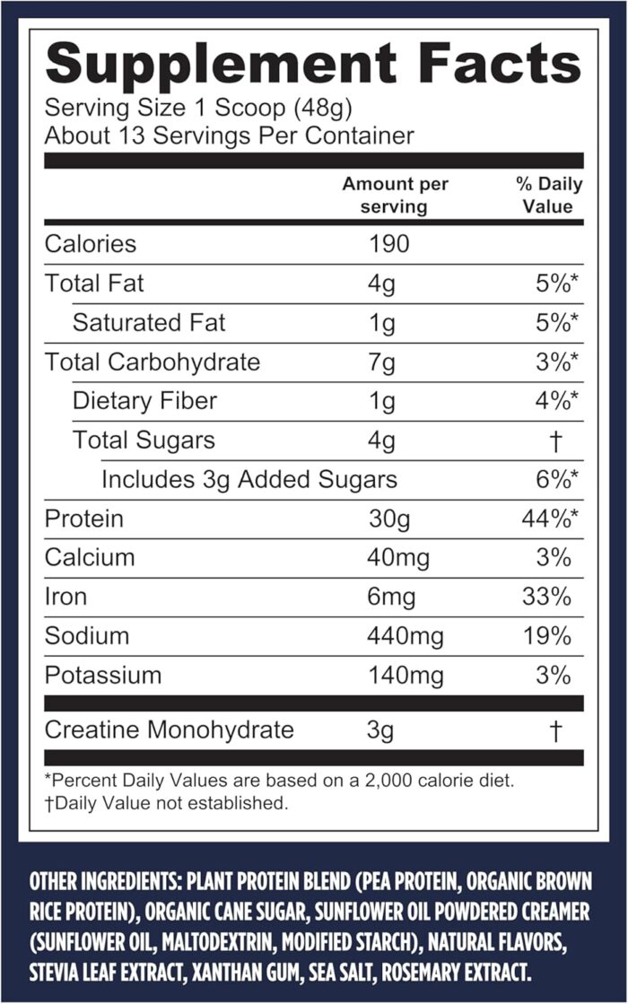 Vega Protein + Creatine - 30g Plant-Based Protein, Vanilla, 13 Servings, 3g Creatine, 5g BCAAs, Vegan, Keto, Gluten Free, Dairy Free, Low Carb, for Muscle Growth & Repair, Drink Mix, 22oz - Image 4