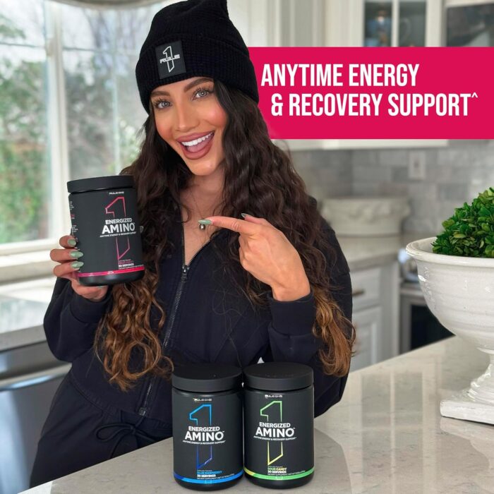 Rule 1 Energized Amino – Anytime Energy and Recovery Support with BCAAs, Glutamine, Citrulline, Beta Alanine, and Caffeine from Green Coffee & Tea Leaf Extracts (30 Servings, Sour Candy) - Image 3