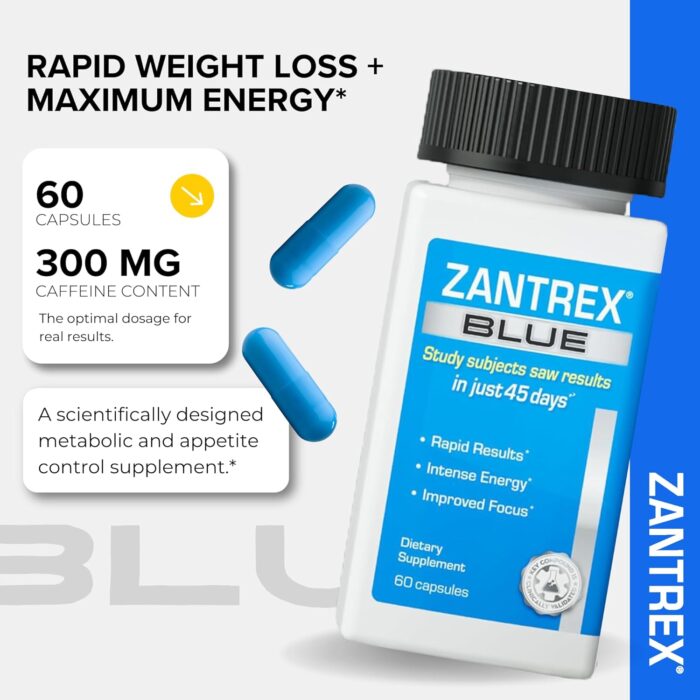 Zantrex Blue Energy & Thermogenesis Boost Energy | Weight Management Supplement for Appetite Control, Increased Calorie Burn and Supports GLP-1 Levels | 60 Capsules - Image 3