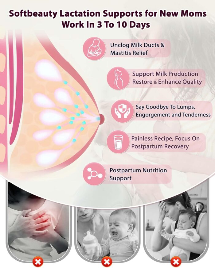 Lactation Support Drink Mix for Clogged Milk Duct Relief, Breast Feeding Essentials Lactation Tea for Milk Supply Restore, Safely Mastitis Relief, Soften Lumps Lessen Engorgement Tenderness - Image 3