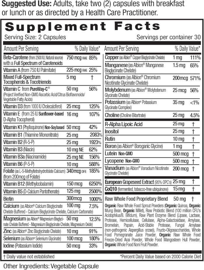 EMERALD LABS Complete Premium Multi - Multivitamin for Digestive & Immune Support with Vitamin C as PureWay-C, B Vitamin Complex, Albion Chelated Zinc & More - 60 Vegetable Capsules (30-Day Supply) - Image 3