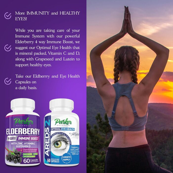 Organic Elderberry Capsules, 4-Way Immune Boost, Vitamins C, D, and Zinc Support, 1260.1 mg Elderberry Supplements for Adults, 60 Capsules - Image 8
