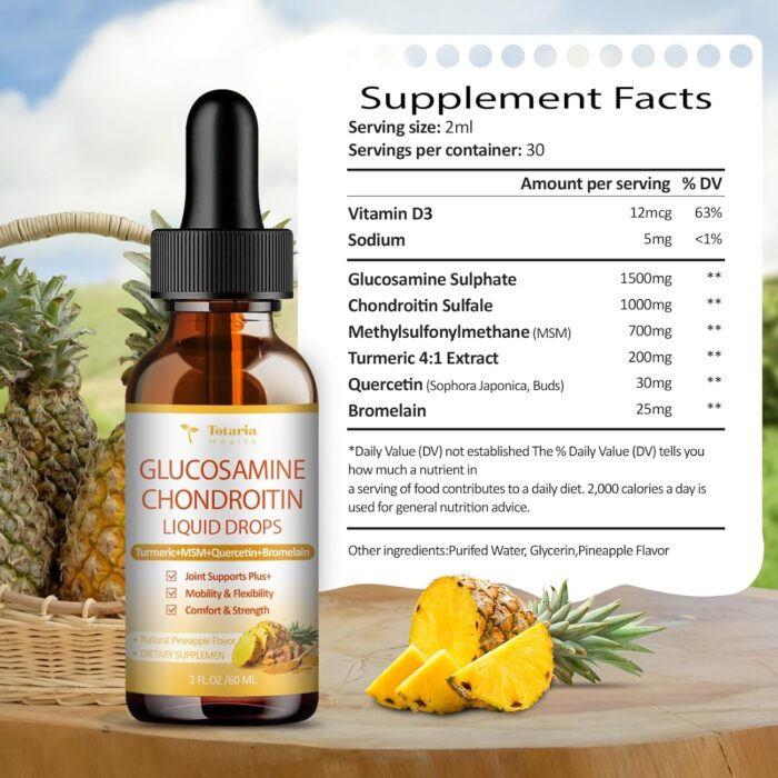 (2 Packs) Glucosamine Chondroitin MSM Support Joint Health - Chondroitin Sulfate Supplement Turmeric, Quercetin, Bromelain, MSM Oil - Image 3