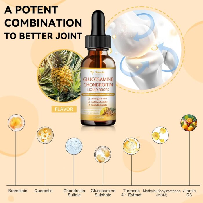 (2 Packs) Glucosamine Chondroitin MSM Support Joint Health - Chondroitin Sulfate Supplement Turmeric, Quercetin, Bromelain, MSM Oil - Image 4