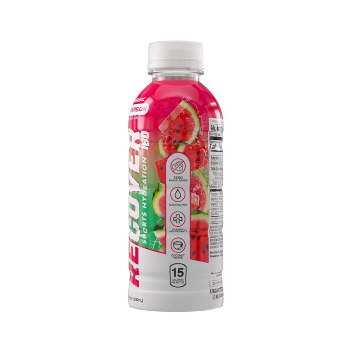 RECOVER 180 Organic Sports Hydration Drink, No Sugar Added, 15 Calorie Sports Beverage, Organic Flavors With Vitamins, Potassium-Packed Electrolytes (16.9 Fl Oz (Pack of 12), Watermelon) - Image 9