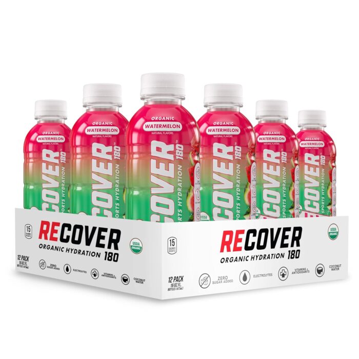 RECOVER 180 Organic Sports Hydration Drink, No Sugar Added, 15 Calorie Sports Beverage, Organic Flavors With Vitamins, Potassium-Packed Electrolytes (16.9 Fl Oz (Pack of 12), Watermelon) - Image 11