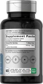 Horbäach Chelated Zinc Supplement 100mg | 250 Tablets | High Potency & Superior Absorption | Vegetarian, Non-GMO, Gluten Free - Image 3