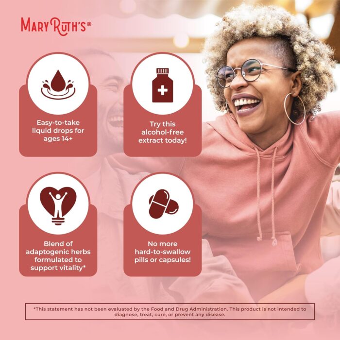 MaryRuth Organics Herbal Supplement for Brain Function | Boost Energy | Memory | Vitality USDA | Ginseng with Ashwagandha | Eleuthero and Maca Root Extract | 1 Fl Oz - Image 7
