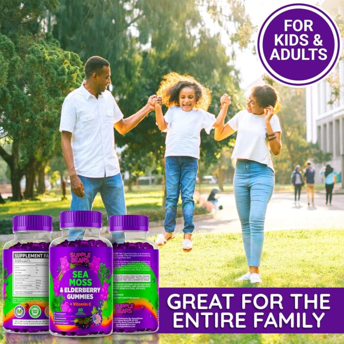 Sea Moss Gummies & Elderberry - Vitamin C + Zinc – Extra Strength Immune & Thyroid Support Booster Gummy Bears for Kids & Adults - 60 Seamoss Gummies - Made in The USA - Image 4