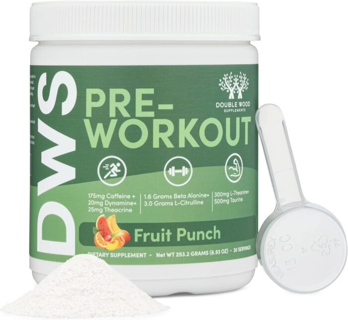 Pre Workout Powder for Men & Women (30 Servings of Caffeine, Beta Alanine, L-Citrulline, Dynamine, L-Theanine, Taurine, Theacrine, & More) Preworkout Powder with Scoop by Double Wood (Fruit Punch) - Image 6