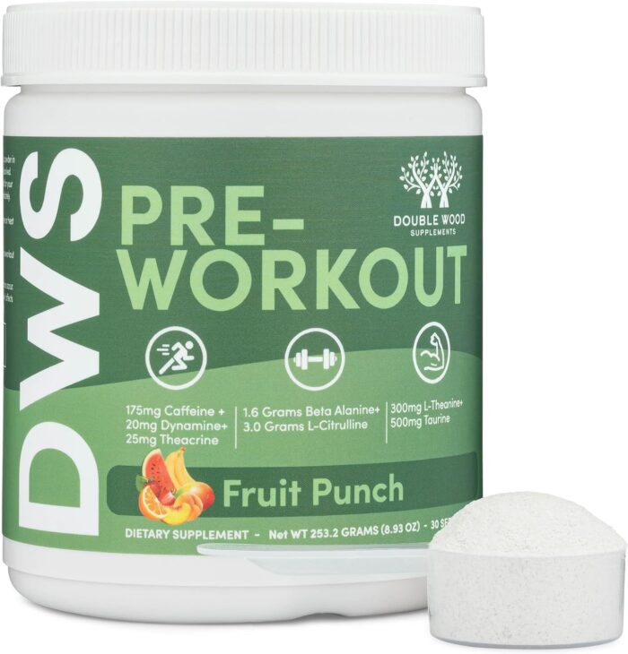 Pre Workout Powder for Men & Women (30 Servings of Caffeine, Beta Alanine, L-Citrulline, Dynamine, L-Theanine, Taurine, Theacrine, & More) Preworkout Powder with Scoop by Double Wood (Fruit Punch) - Image 7
