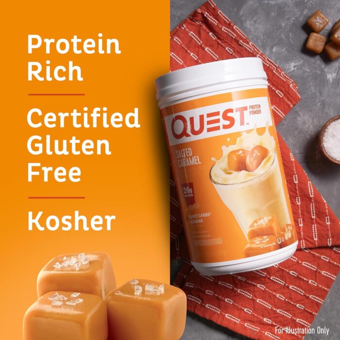 Quest Nutrition Salted Caramel Protein Powder, 26g Protein, 1g Sugar, Low Carb, Gluten Free, 1.6 Pounds, 24 Servings - Image 4