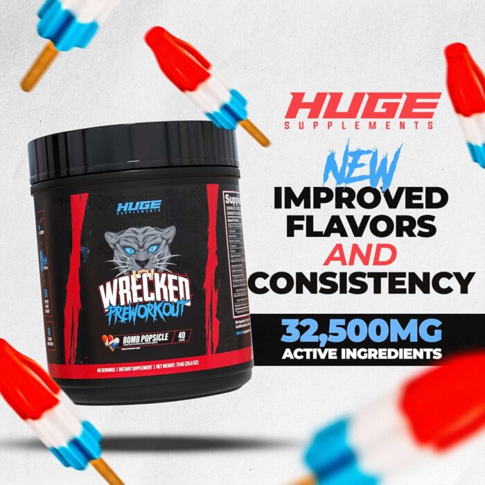 Wrecked Pre Workout Powder, Advanced Formula, Boosts Energy, Focus, Pumps & Performance, 10g L-Citrulline, 6.4g Beta Alanine, 5g Tyrosine, 1g Alpha GPC, 375mg Fast-Acting Caffeine & More (40 Servings) - Image 6