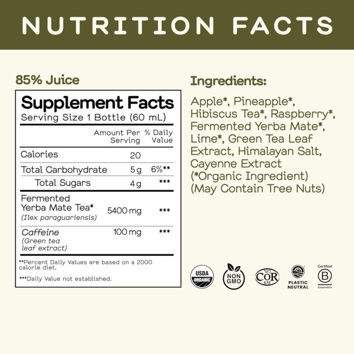 Greenhouse Juice Organic Energy Shot Pick-Me-Up Wellness Shot with Yerba Mate + Green Tea & Caffeine Energy Immunity Shots Vegan & Gluten-Free (2 Oz, Pack of 12) - Image 7