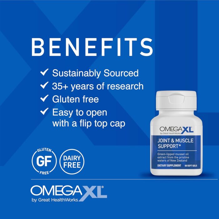 OmegaXL Joint Support Supplement - Natural Muscle Support, Green Lipped Mussel Oil, Soft Gel Pills, Drug-Free, 60 Count + HeartXL 30 Count, High Potency Omega-7 Blend - Image 3