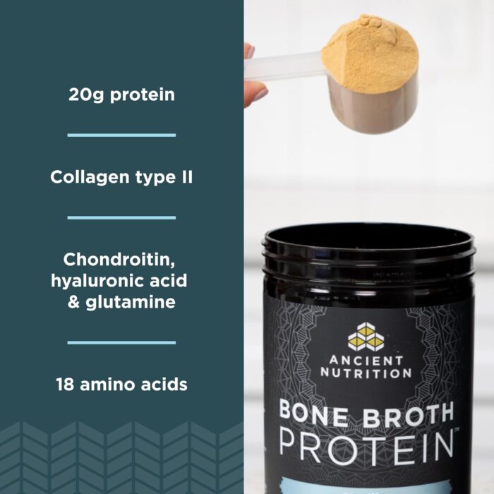 Ancient Nutrition Grass Fed, Cage Free, Bone Broth Protein Powder, 20g Protein, Hydrolyzed Collagen Peptides, Keto & Paleo Friendly, Supports Joint, Gut Health, Vanilla, 40 Servings - Image 3