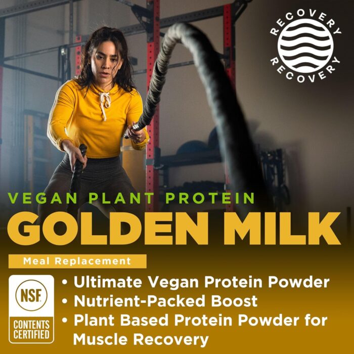 Gnarly Nutrition Golden Milk Vegan Protein Powder – Plant Based Protein Powder for Muscle Recovery – Dairy Free Nutrition Shakes – Non-GMO and Gluten Free Powder – 28.2 oz - Image 3