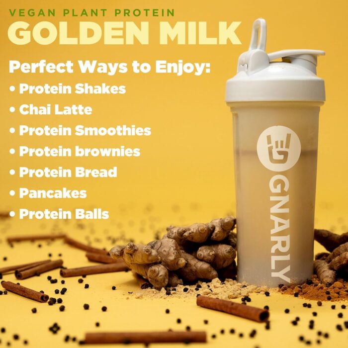 Gnarly Nutrition Golden Milk Vegan Protein Powder – Plant Based Protein Powder for Muscle Recovery – Dairy Free Nutrition Shakes – Non-GMO and Gluten Free Powder – 28.2 oz - Image 8