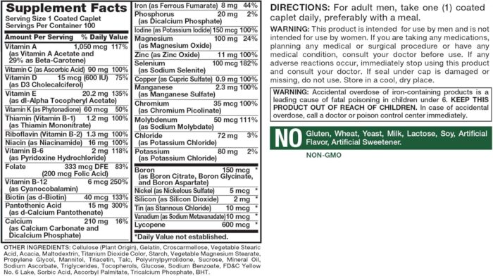 Nature's Truth Multivitamin for Men Adult | with Iron, Vitamins A, C, D & E | 100 Caplets | Non-GMO & Gluten Free - Image 3