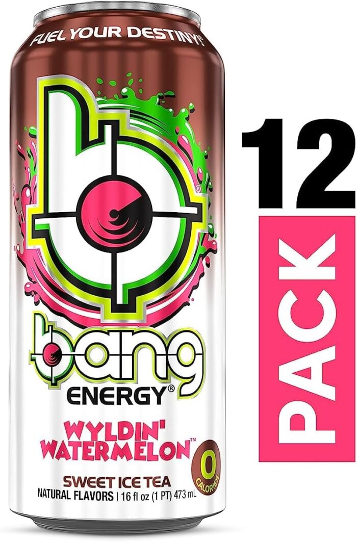 Bang | Potent Brain & Body Fuel - Creatine, EAA Aminos, Ultra CoQ10; Pre and Post Workout; Sugar Free, Zero Calories; Energy & Performance | Wyldin' Wateremelon Sweet Ice Tea, (12) Cans - Image 3
