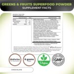 Nutrology Greens & Fruits Powder-Naturally Sourced Fruits, Vegetables, Beet Powder & Mushroom Blend, Probiotics, Digestive Enzymes, Fiber, Antioxidants, Immune Support, Gluten Free - Chocolate - Image 3