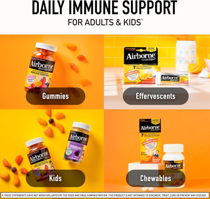 Airborne Vitamin C 1000mg (per Serving) - Citrus Chewable Tablets (116 Count in a Bottle), Gluten-Free Immune Support Supplement, with Vitamins A C E, Zinc, Selenium, Echinacea, Ginger, Antioxidants - Image 8