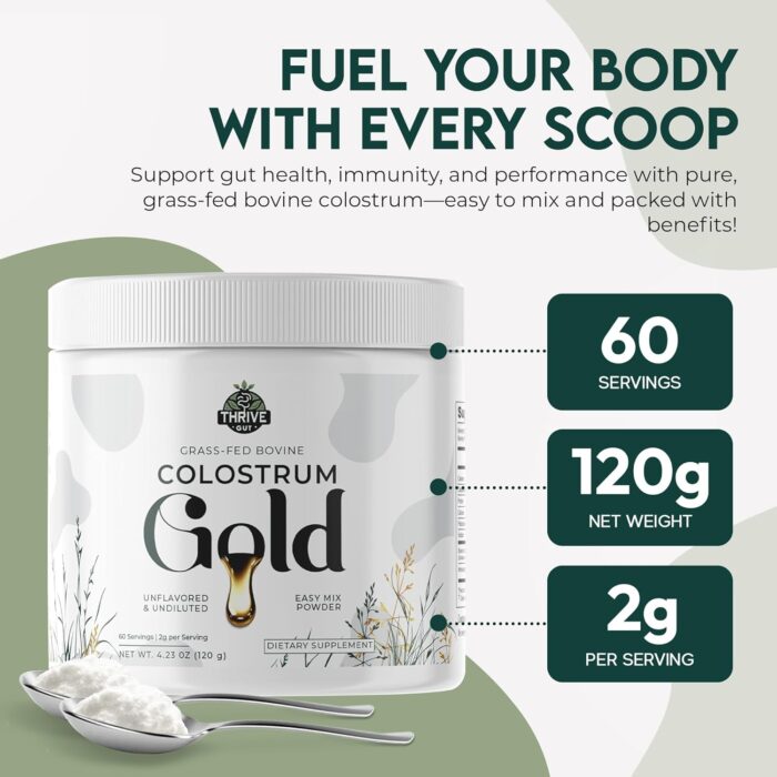 Colostrum Gold - Premium Grass-Fed Bovine Colostrum Powder Supplement for Immunity, Gut Health, Muscle & Wellness - Daily Superfood Supports Hair, Skin, Nails - Women & Men - Unflavored, 60 Servings - Image 3