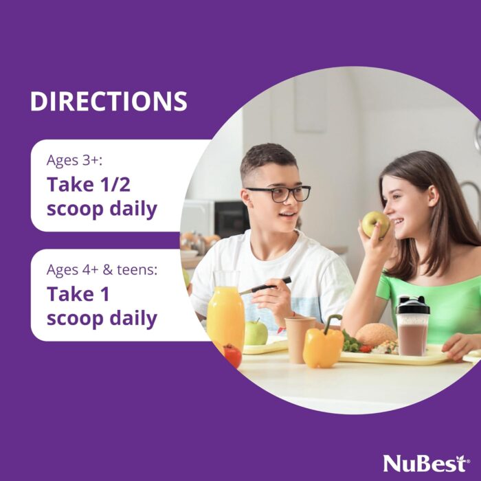 NuBest Tall Protein Powder for Kids & Teens - Whey Protein Powder - Chocolate Protein Powder Shake - Protein Drink with Probiotics, Omega 3-6-9, Vitamin D3 + K2, Calcium, Vitamin - 15 Servings - Image 7