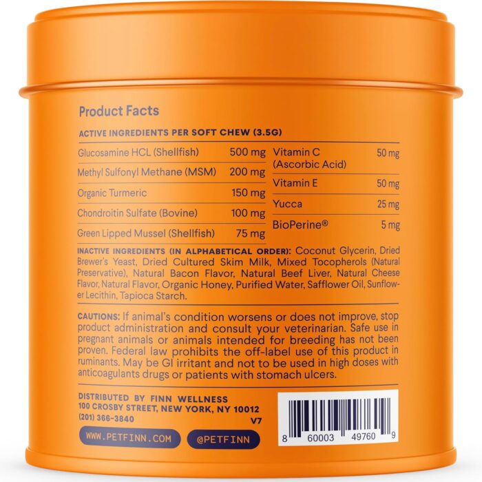 Finn Hip and Joint Supplement for Dogs | Glucosamine, Chondroitin & MSM for Joint and Mobility Support | with Turmeric, BioPerine and B-Vitamins | 90 Soft Chews - Image 4