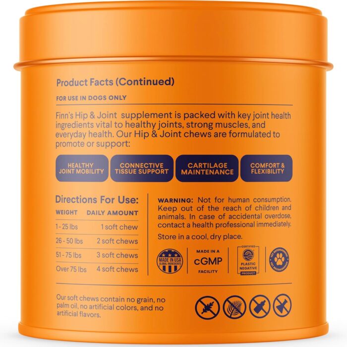 Finn Hip and Joint Supplement for Dogs | Glucosamine, Chondroitin & MSM for Joint and Mobility Support | with Turmeric, BioPerine and B-Vitamins | 90 Soft Chews - Image 5