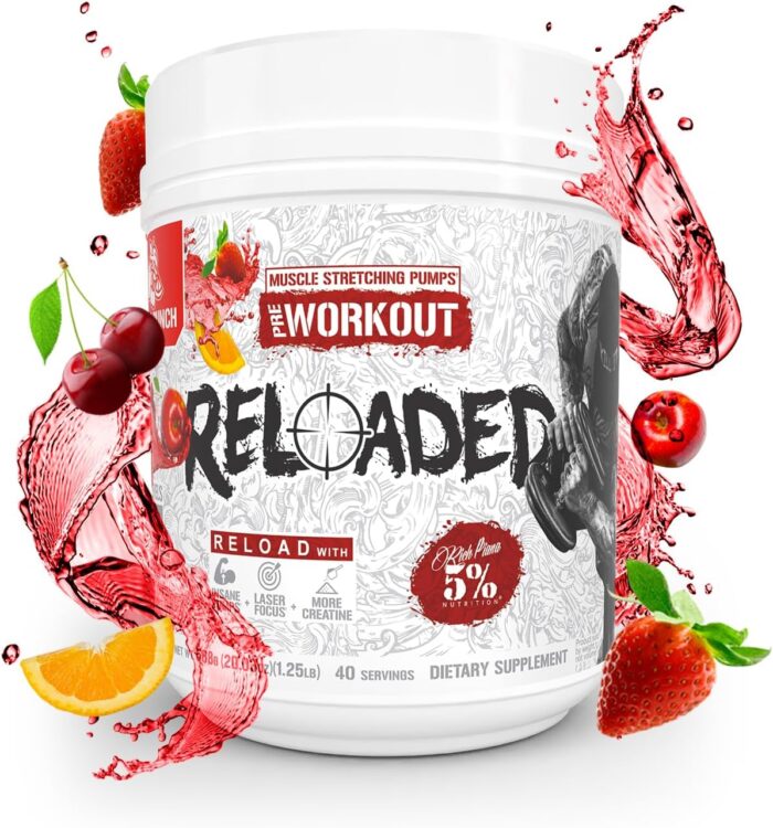 5% Nutrition Rich Piana Reloaded High Stim Pre-Workout | Ultra Energy, Focus, Pumps, Power & Endurance | Citrulline, GlycerSize, Nitrosigine, Creatine, Choline, Huperzine A (Fruit Punch) - Image 5