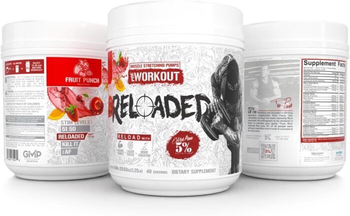 5% Nutrition Rich Piana Reloaded High Stim Pre-Workout | Ultra Energy, Focus, Pumps, Power & Endurance | Citrulline, GlycerSize, Nitrosigine, Creatine, Choline, Huperzine A (Fruit Punch) - Image 9