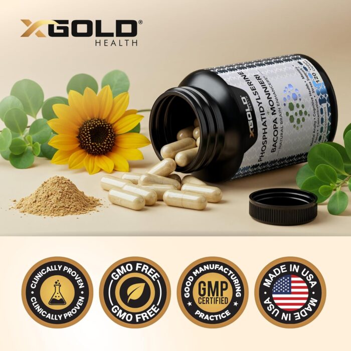 PhosphatidylSerine & Bacopa Monnieri 400 mg 2 in 1 Supplement - Natural Brain Enhancer/Nootropic for Enhanced Focus and Concentration, Memory Support, & Cognitive Function - 120 Vegetarian Capsules - Image 7