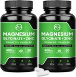(2 Pack) Magnesium Glycinate Capsules, Magnesium Supplement 400 mg with Zinc,Vitamin D3 & B6 - Highly Bioavailable and Absorption - Bone,Heart,Joint,Immune Support - 120 Vegan Capsules for Women & Men - Image 2