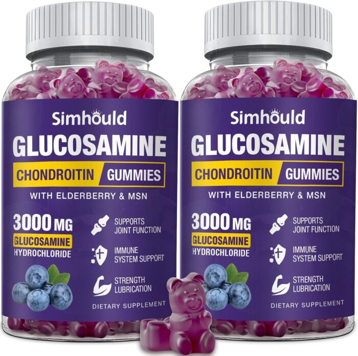 2 Packs Glucosamine Chondroitin Gummies - 3000MG Extra Strength Joint Support Supplement with MSM & Elderberry, Flexibility, Antioxidant Immune Support Gummy for Adults, Men & Women - Image 2