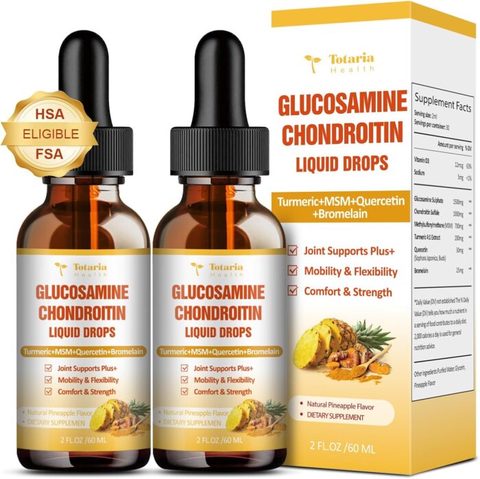 (2 Packs) Glucosamine Chondroitin MSM Support Joint Health - Chondroitin Sulfate Supplement Turmeric, Quercetin, Bromelain, MSM Oil - Image 2