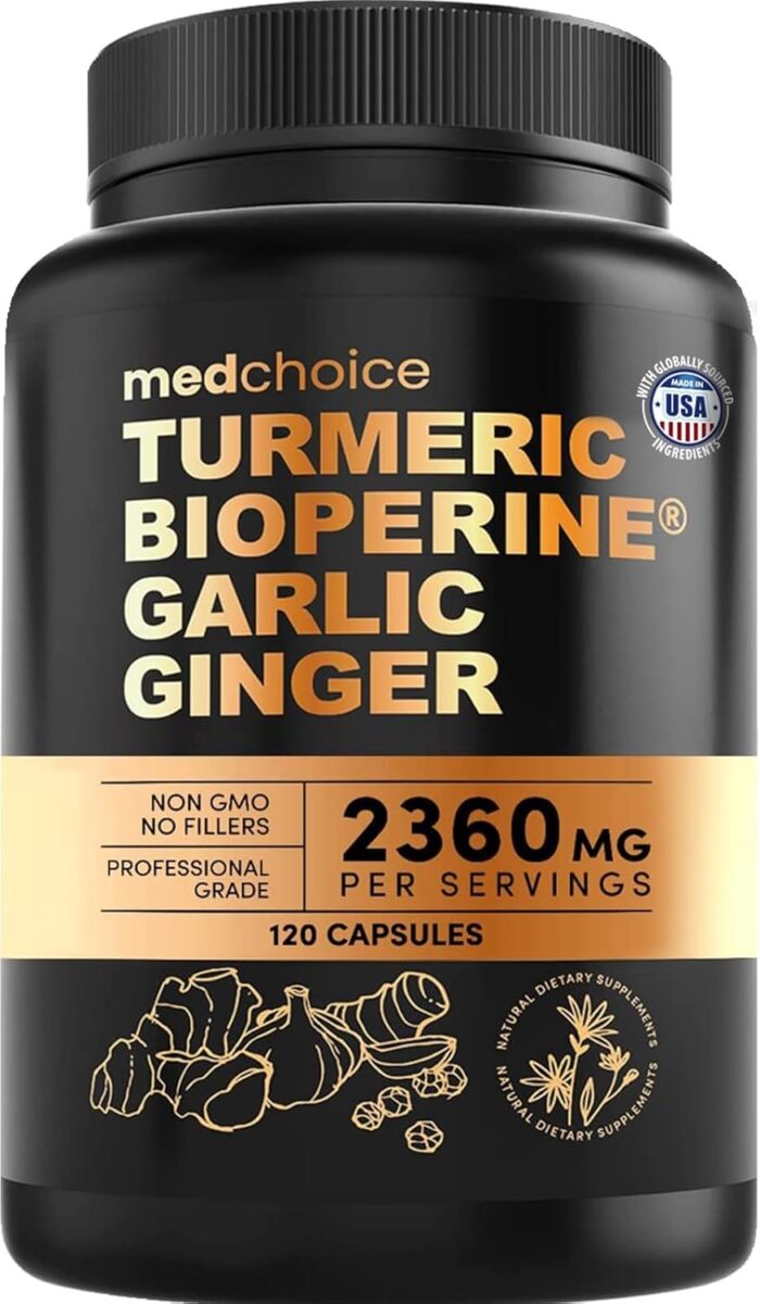 4-in-1 Turmeric and Garlic Supplements with Bioperine 2360 mg Turmeric Ginger Root Capsules with Garlic for Joint, Digestion & Immune Support (120 ct) - Image 2