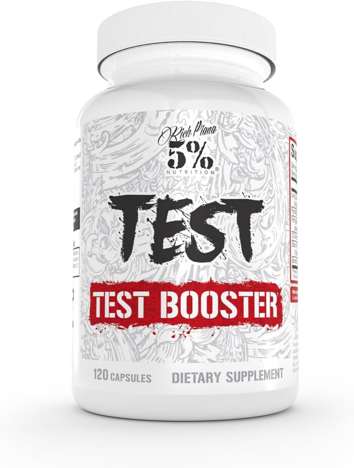 5% Nutrition Rich Piana Test | Natural Testosterone Booster for Men | Muscle Builder, Male Vitality, Energy & Stamina | Tongkat Ali (Longjack), Shilajit, Fenugreek, DIM, Boron | 120 Capsules - Image 2