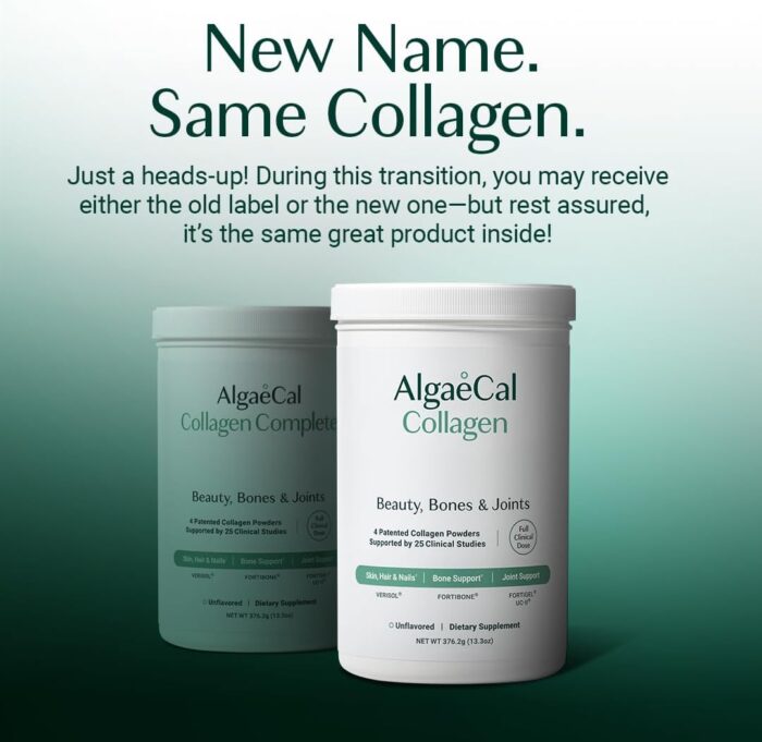 ALGAECAL Collagen: 4 Clinically-Supported Peptides VERISOL®, FORTIGEL®, UC-II®, FORTIBONE®, Anti-Aging Hydrolyzed Collagen Powder, 30 Servings, Made in USA - Image 2