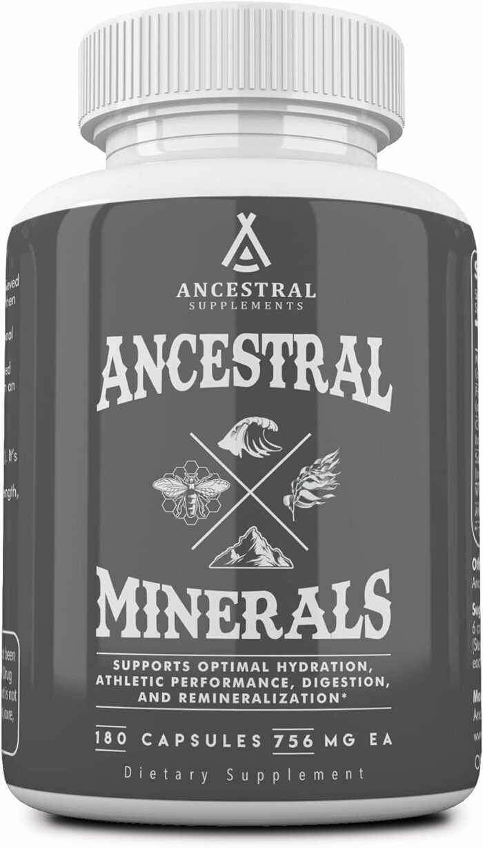 Ancestral Supplements Minerals & Electrolytes with Magnesium, Potassium, Sodium, Supports Optimal Hydration, Immune Health, Athletic Performance, Digestion, and Remineralization, 180 Capsules - Image 2