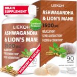 Ashwagandha & Lions Mane Supplement Capsules, Brain Supplements for Memory and Focus, Ashwagandha Supplement with Rhodiola & Black Peppe, Cortisol Supplements for Women & Men,90 Caps - Image 2